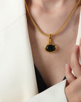 Vintage Black Drop Necklace