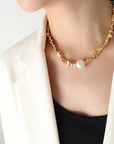 Geometric Pearl Necklace