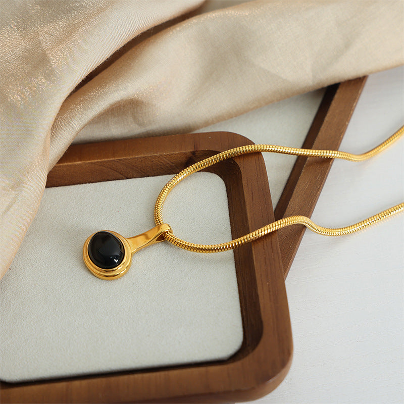 Vintage Black Drop Necklace